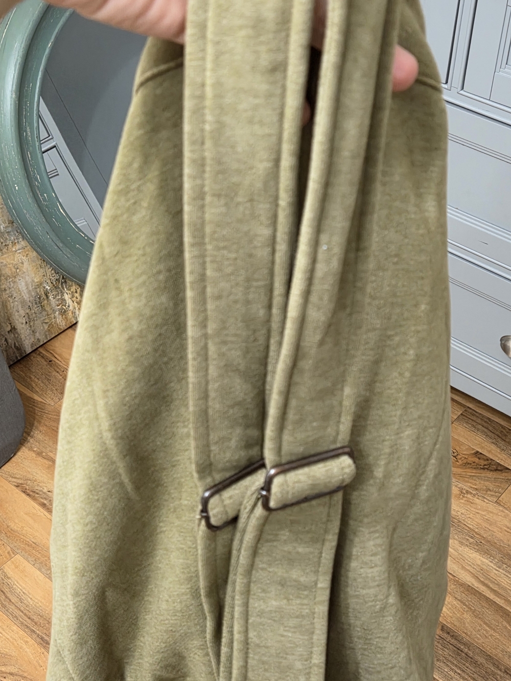 Olive Drawstring Backpack with White Rope - Picture 3 of 4